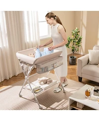 Gouun Portable Foldable Baby Changing Table with 3-Level Adjustable Height