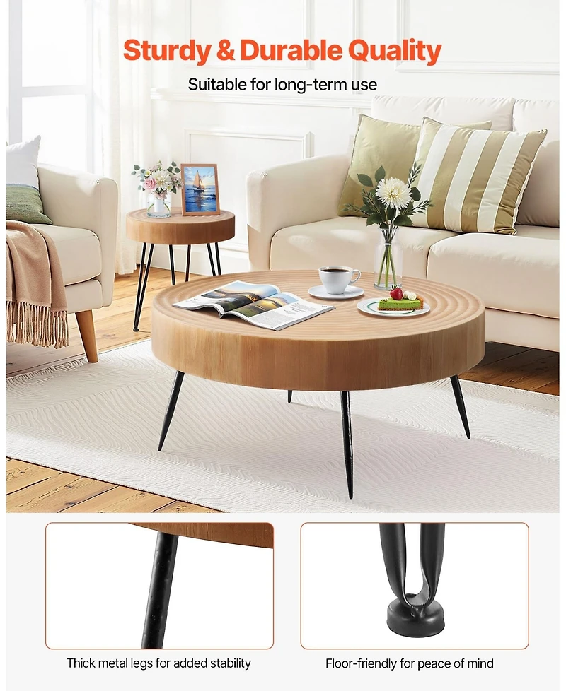 Gouun Round Coffee Table Set with Matching End Table