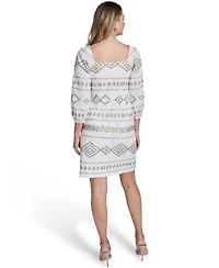 Jessica Howard Petite Embroidered Square Neck Shift Dress