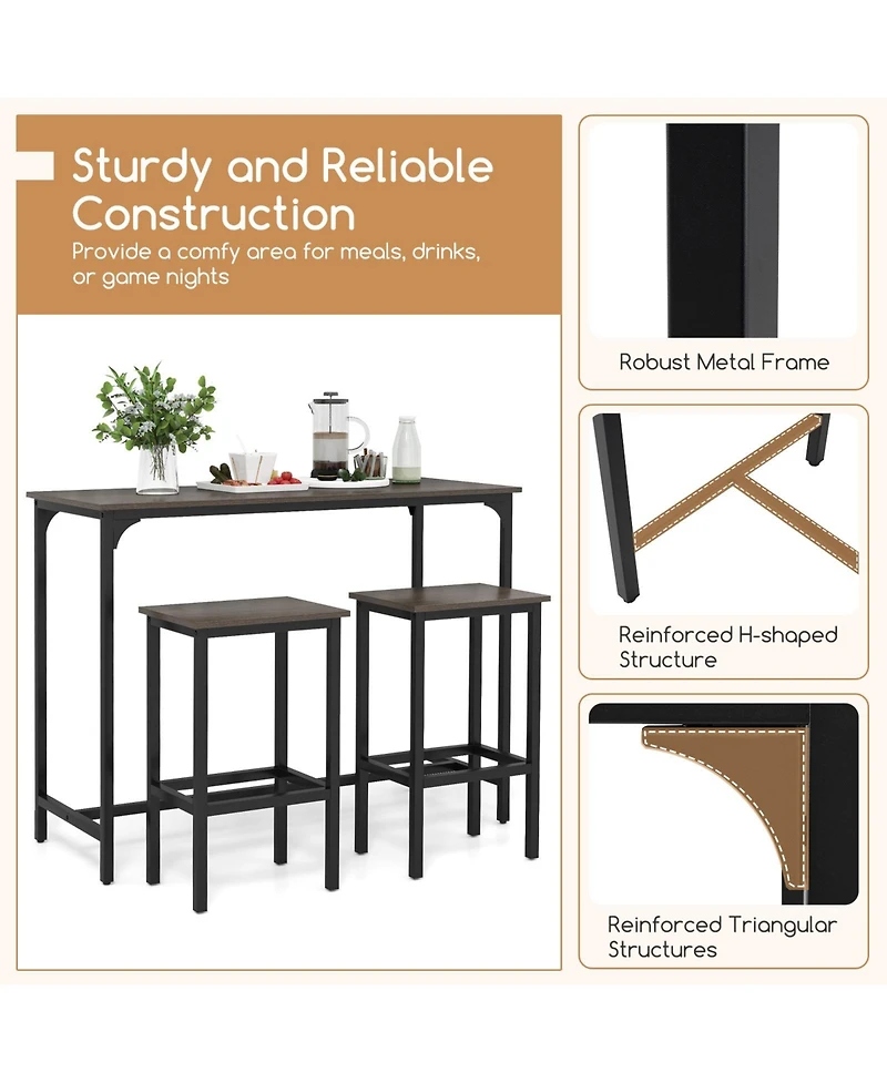 Sugift Industrial Counter Height Dining Set with Table and Stools