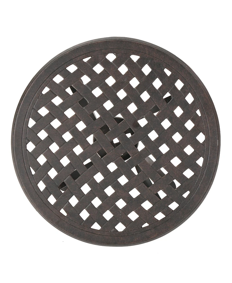 Clihome Modern Round Outdoor Accent Side Table, 19 Cast Aluminum Side Table