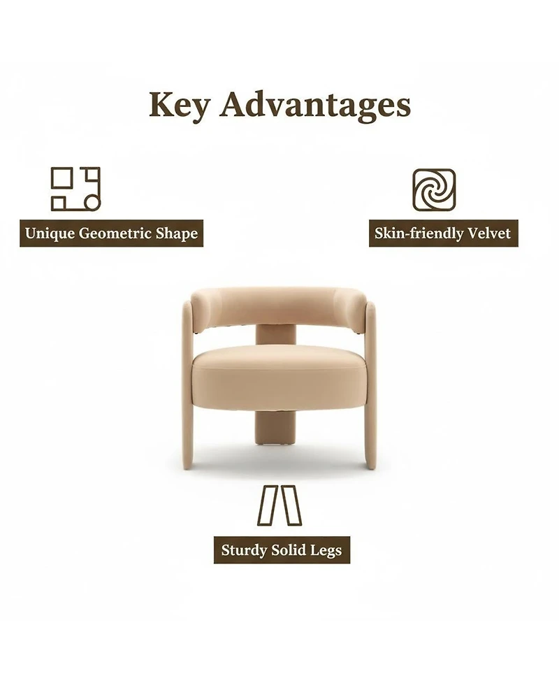 Streamdale Furniture Velvet Mid-Century Accent Chair for Living Room/Bedroom