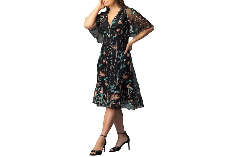 Kiyonna Women's Sonnet Embroidered Cocktail Dress
