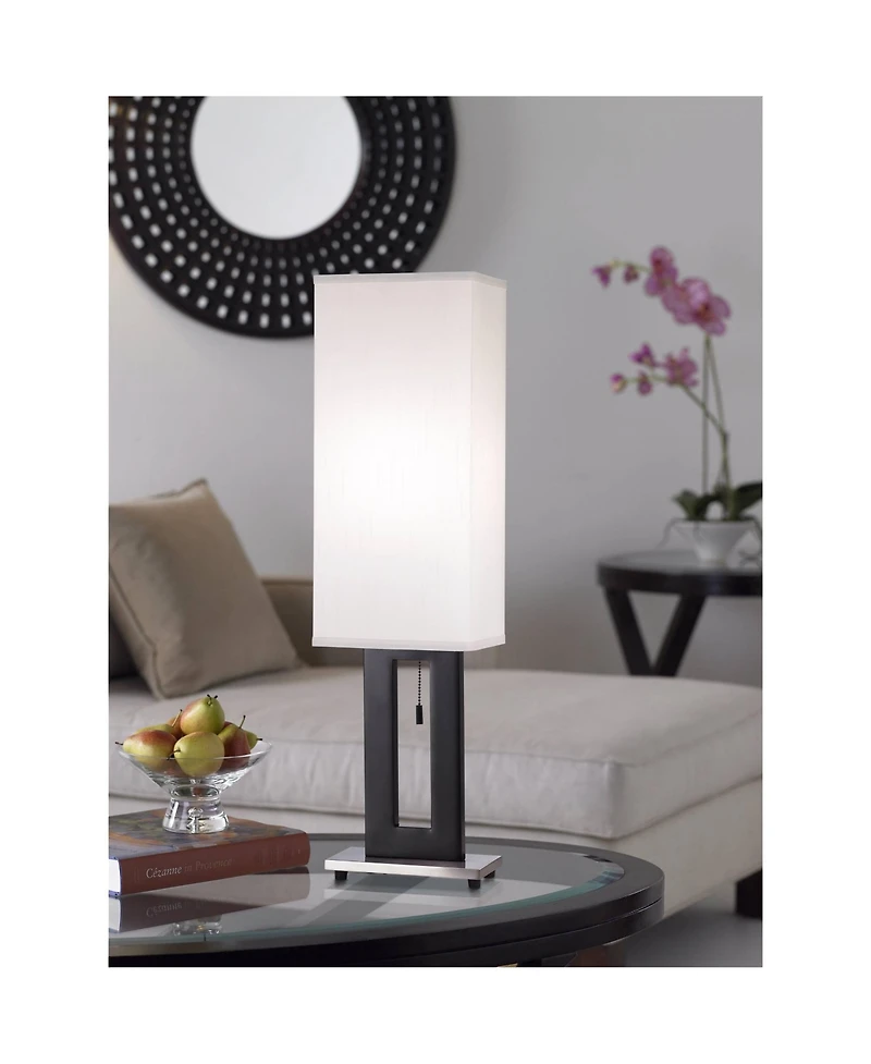360 Lighting Floating Rectangle Modern Table Lamps 30" Tall Set of 2 Metal Open Frame Fabric Box Shade for Bedroom Living Room Bedside