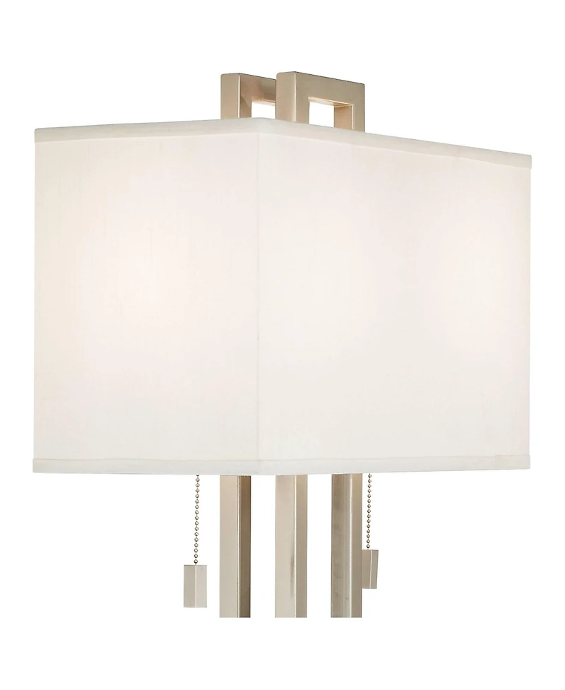 Possini Euro Design Modern Table Lamp 30" Tall with Dimmer Brushed Nickel Metal Rectangular Shade for Bedroom Living Room House Home Bedside