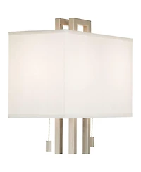 Possini Euro Design Modern Table Lamp 30" Tall with Dimmer Brushed Nickel Metal Rectangular Shade for Bedroom Living Room House Home Bedside
