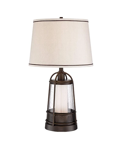 Franklin Iron Works Hugh Industrial Rustic Table Lamp 26" High with Table Top Dimmer Led Nightlight