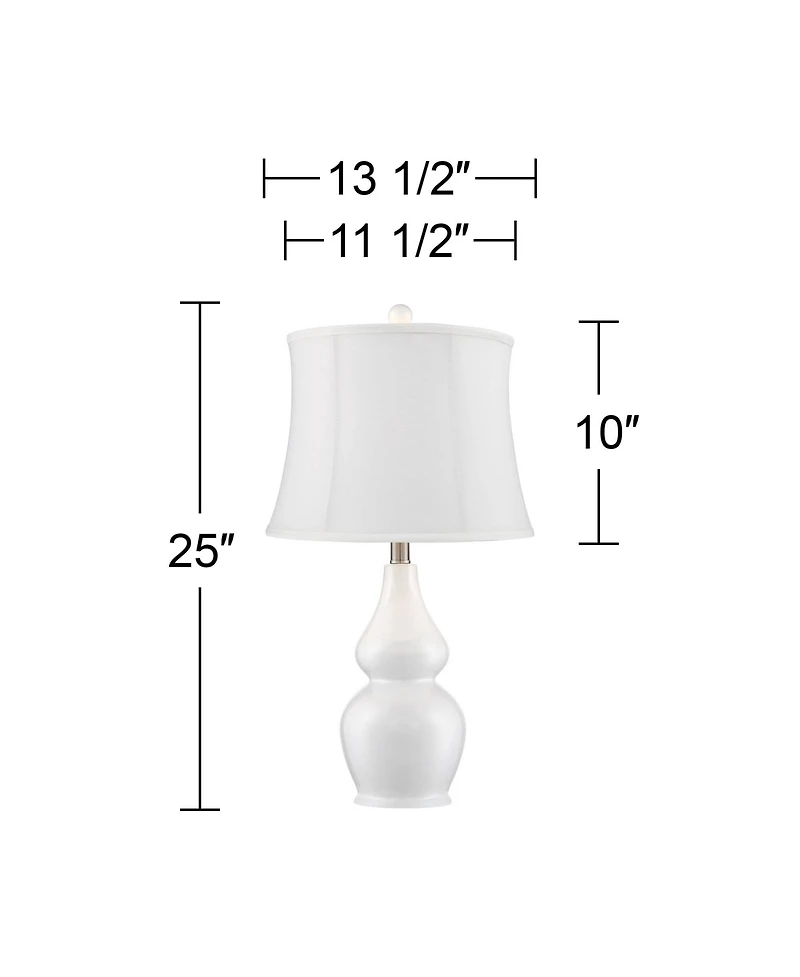 360 Lighting Jane Modern Table Lamps 25" High Set of 2 Ceramic Softback Fabric Drum Shade for Bedroom Living Room Bedside Nightstand Office Home