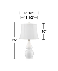 360 Lighting Jane Modern Table Lamps 25" High Set of 2 Ceramic Softback Fabric Drum Shade for Bedroom Living Room Bedside Nightstand Office Home