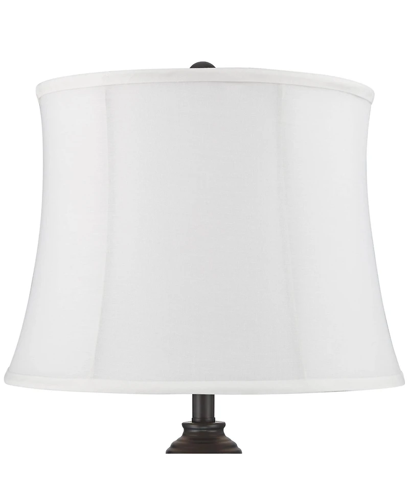 360 Lighting Lynn Modern Industrial Buffet Table Lamps 26" Tall Set of 2 Metal White Fabric Drum Shade for Bedroom Living Room Bedside