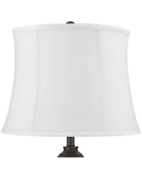 360 Lighting Lynn Modern Industrial Buffet Table Lamps 26" Tall Set of 2 Metal White Fabric Drum Shade for Bedroom Living Room Bedside