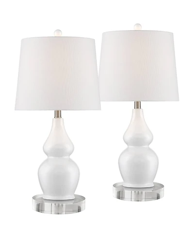 360 Lighting Jane Modern Double Gourd Table Lamps Set of 2 with Round Riser 26 1/2" High Ceramic Drum Shade for Bedroom Living Room Bedside Kids