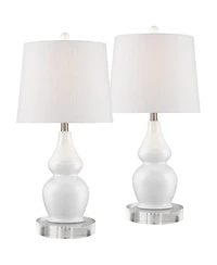 360 Lighting Jane Modern Double Gourd Table Lamps Set of 2 with Round Riser 26 1/2" High Ceramic Drum Shade for Bedroom Living Room Bedside Kids