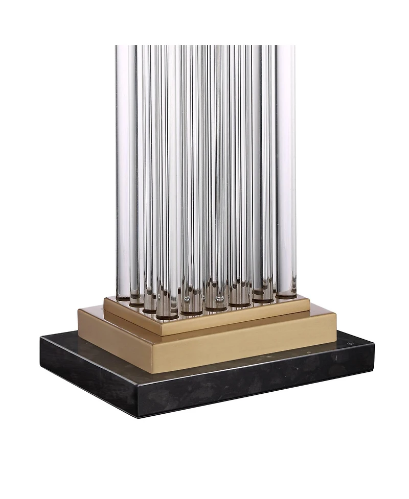 Vienna Full Spectrum Darcia Modern Table Lamp with Riser 29" Tall Crystal Sheer Outer Linen Inner Shade for Bedroom Living Room Bedside