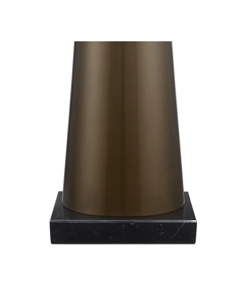 Possini Euro Design Modern Table Lamp Marble Riser 36" Tall Dark Gold Glass Shade for Bedroom Living Room