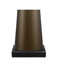Possini Euro Design Modern Table Lamp Marble Riser 36" Tall Dark Gold Glass Shade for Bedroom Living Room