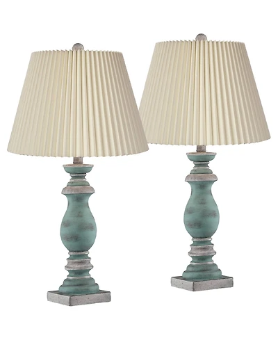 Regency Hill Patsy Traditional Table Lamps 26 1/2" High Set of 2 Washed Pleated Fabric Drum Shade for Bedroom Living Room Bedside Home
