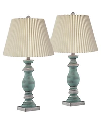 Regency Hill Patsy Traditional Table Lamps 26 1/2" High Set of 2 Washed Pleated Fabric Drum Shade for Bedroom Living Room Bedside Home