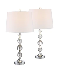 360 Lighting Solange 25" High Modern Table Lamps Set of 2 WiFi Smart Socket Finish Metal Crystal Living Room Bedroom