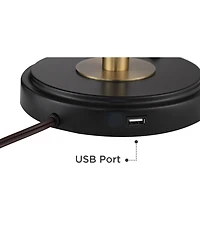 360 Lighting Wray 26 3/4" Tall Industrial Desk Lamps Set of 2 Usb Port Adjustable Brass Finish Metal Home Office Charging
