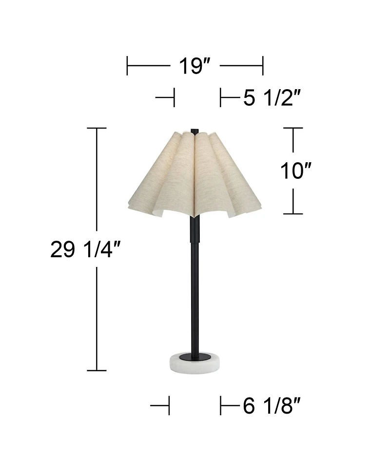 Possini Euro Design Raul 29 1/4" Tall Modern End 3-Way Table Lamp Marble Single Scalloped Shade Living Room Bedroom
