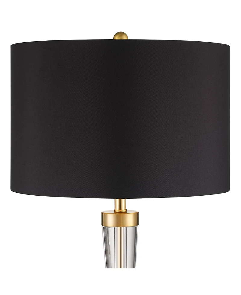 Vienna Full Spectrum Rhoda High Traditional 3-Way Table Lamp Clear Brass Finish Crystal Metal Single Shade Living Room Bedroom