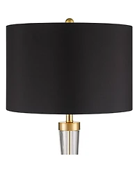 Vienna Full Spectrum Rhoda High Traditional 3-Way Table Lamp Clear Brass Finish Crystal Metal Single Shade Living Room Bedroom