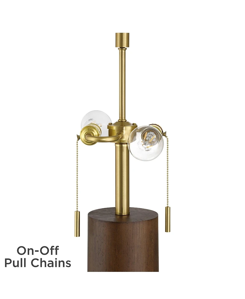 Possini Euro Design Madera 27 3/4" Tall Oval Modern Table Lamp Usb Port Ac Power Outlet Brass Finish Wood Charging