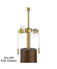 Possini Euro Design Madera 27 3/4" Tall Oval Modern Table Lamp Usb Port Ac Power Outlet Brass Finish Wood Charging