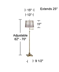 360 Lighting Westbury Antique Brass Swing Arm Floor Lamp with Silver Gold Shade