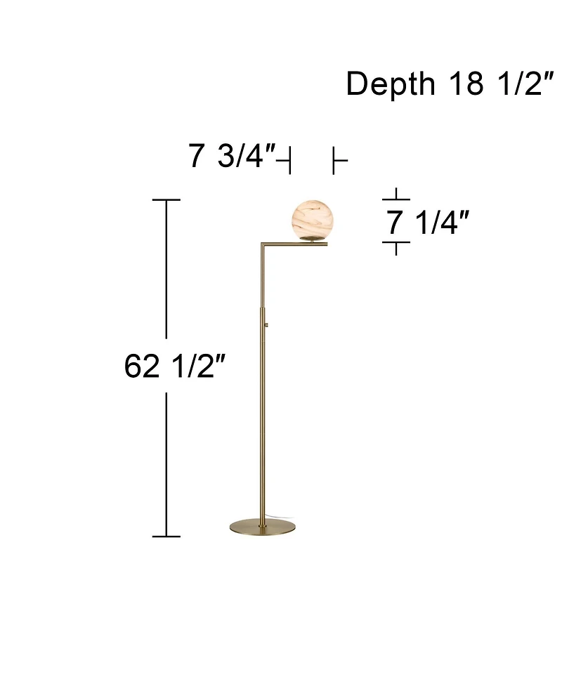 Possini Euro Design Possini Euro Jupiter 62 1/2" High Soft Brass and Glass Floor Lamp