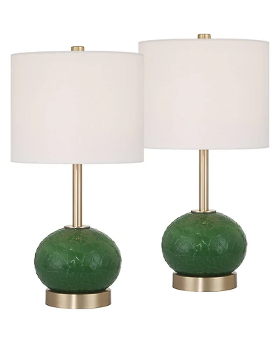 360 Lighting Maris 20" Glass and Satin Brass Table Lamp Set of 2