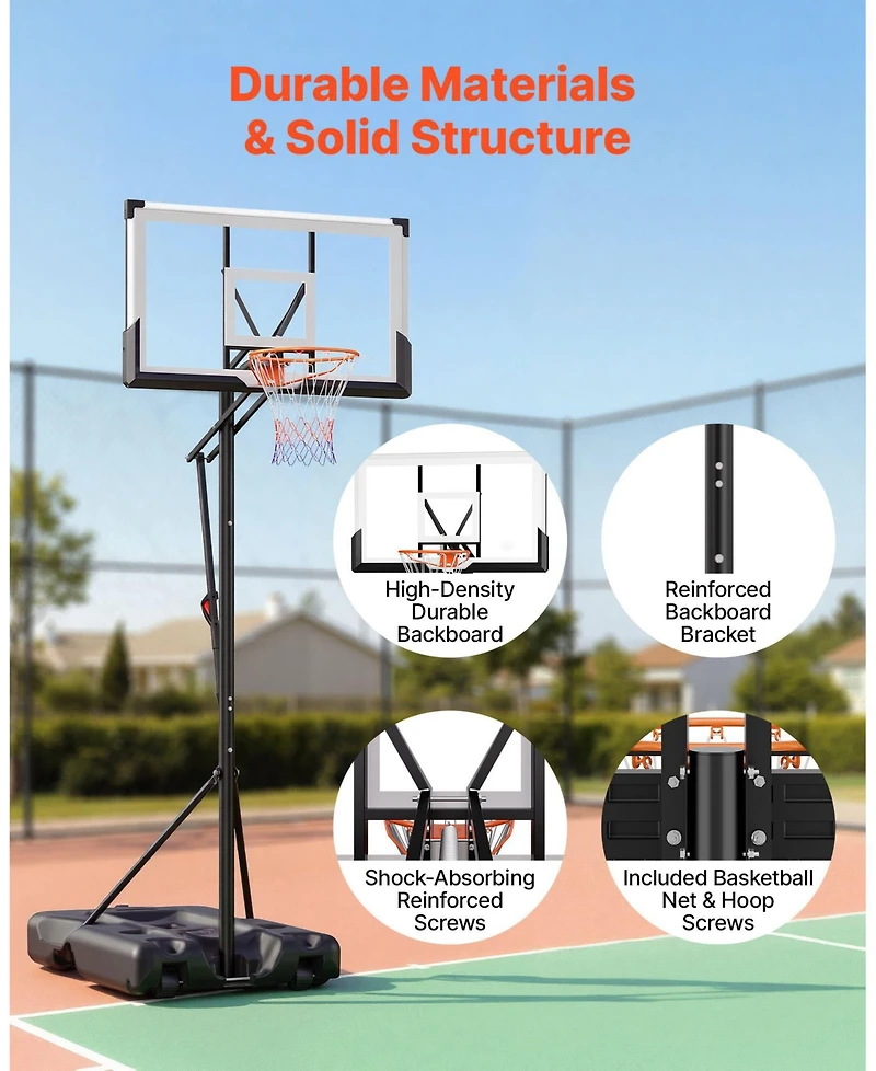 Mecale Portable Basketball Hoop with Backboard and Height Adjustment