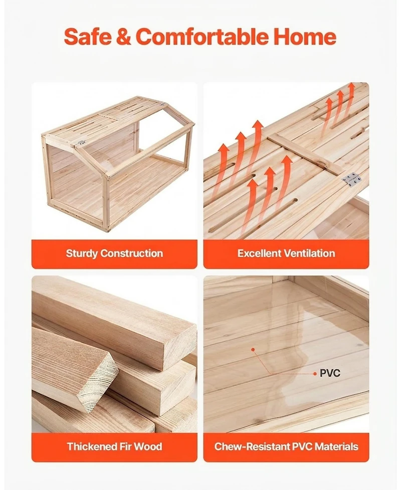 Sugift Wooden Hamster Cage, 270 Viewing, Small Animal Habitat