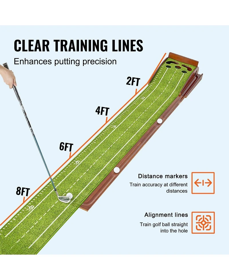 Mecale 5-Hole Indoor Golf Putting Mat with Auto Ball Return