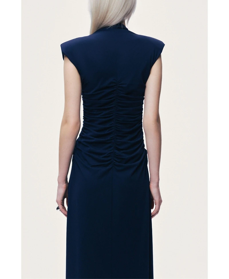 Nocturne Women's Zip-Front Draped Maxi Dress