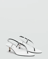 Selection Mango Women's Straps Heeled Leather Sandals