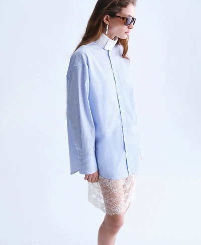 Selection Mango Women's Poplin Funnel-Neck Shirt