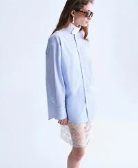 Selection Mango Women's Poplin Funnel-Neck Shirt