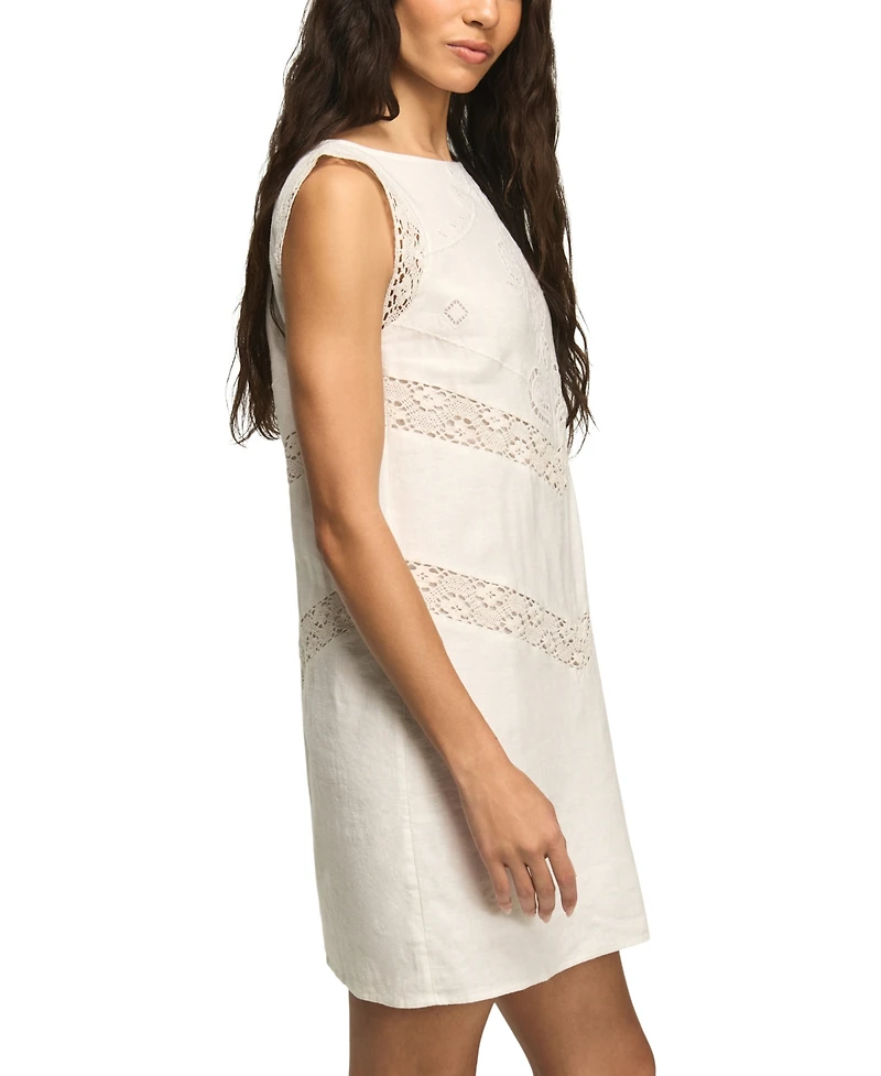 Lucky Brand Women's Schiffli Embroidered Jewel Neck Shift Dress