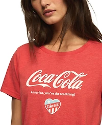 Lucky Brand Women's Coca Cola America Heart Classic Crewneck Graphic T-Shirt