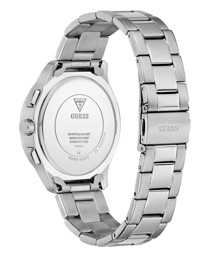Guess Men's Silver-Tone Stainles Steel Multi-Function Watch, 40mm