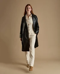 Women's Leather Trench Coat, Black