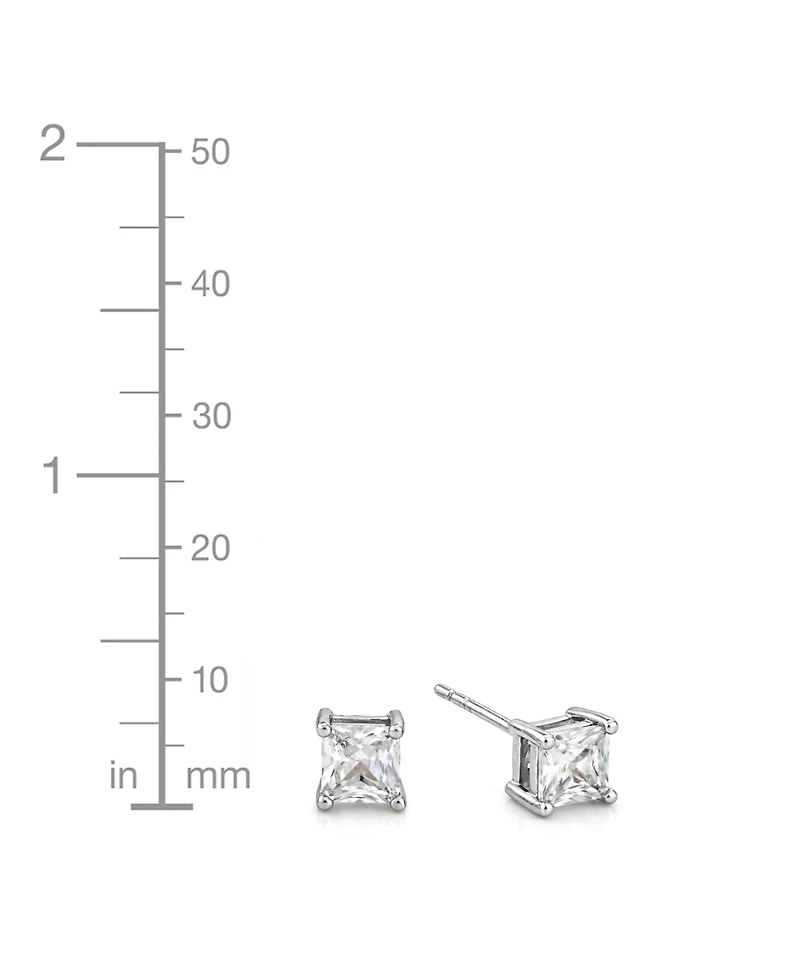 And Now This 3-Pc. Set Silver Plated Square Cubic Zirconia Stud Earrings