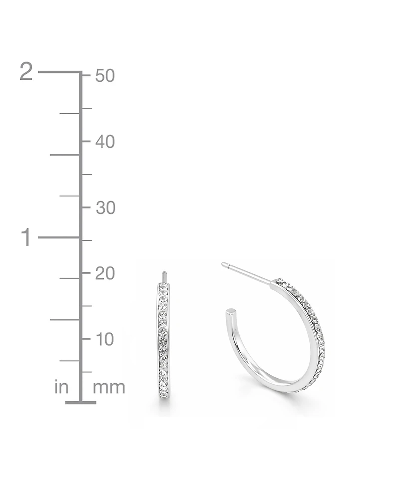 And Now This Clear Crystal C Hoop & Click Top Earring Set Gold Plate or Silver