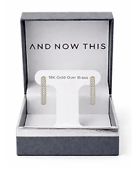 And Now This High Polished Hinged Crystal Pave Hoop Earring, Gold Plate and Silver Plate