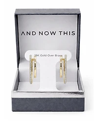 And Now This Crystal Double Row C-Hoop Post Earrings