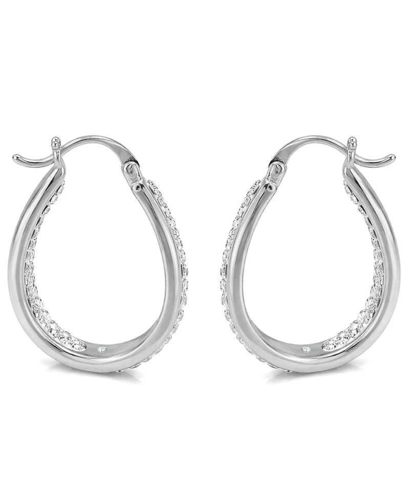 And Now This Crystal & Out Teardrop Hoop Earrings Silver Plate, Gold-Plate or Rose Gold Plate