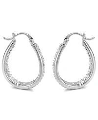 And Now This Crystal & Out Teardrop Hoop Earrings Silver Plate, Gold-Plate or Rose Gold Plate