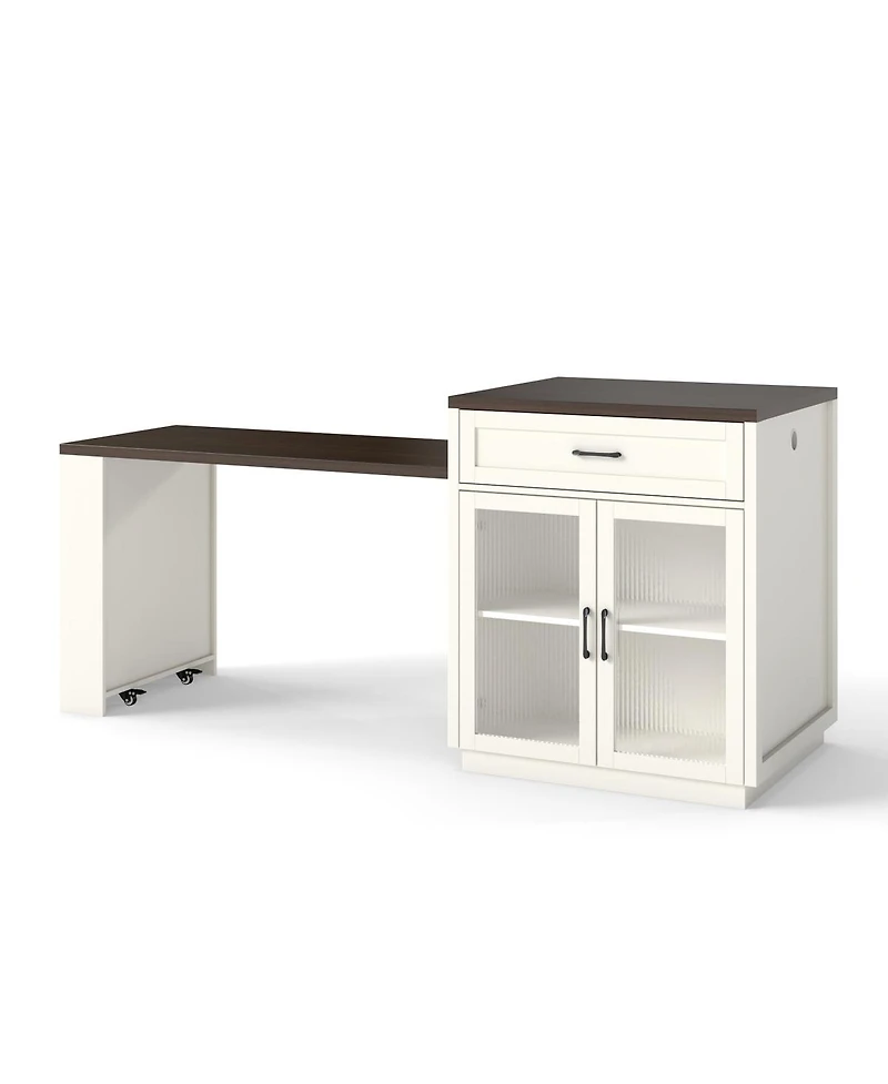 Streamdale Furniture Extendable Kitchen Island with Storage and Power Outlet